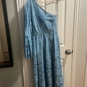 Elegant Blue One-Shoulder Dress